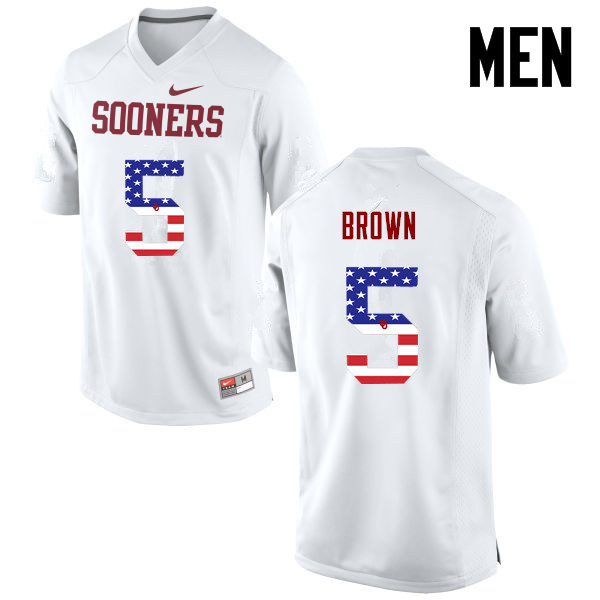 Oklahoma Sooners #5 Marquise Brown College Football USA Flag Fashion Jerseys-White